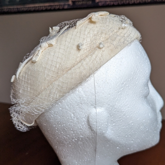 VINTAGE RING HAT 1950's 1960's fishnet bows - Picture 2 of 7